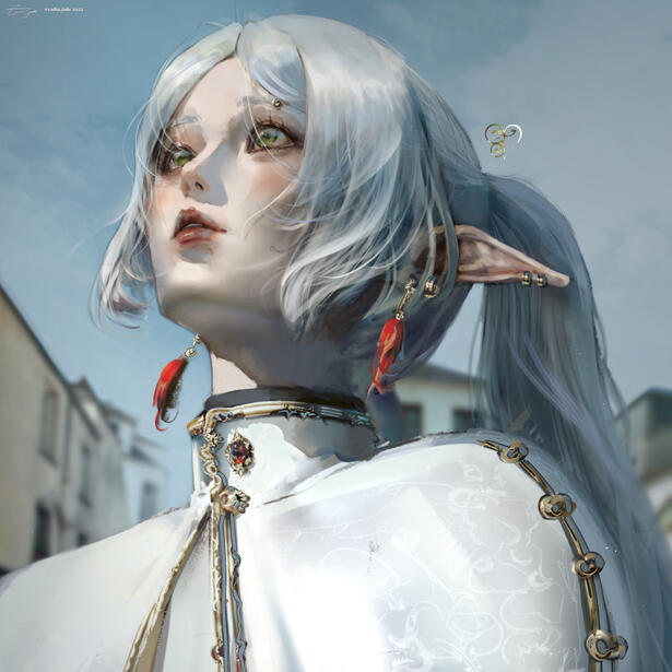 Bust + Photobashed BG