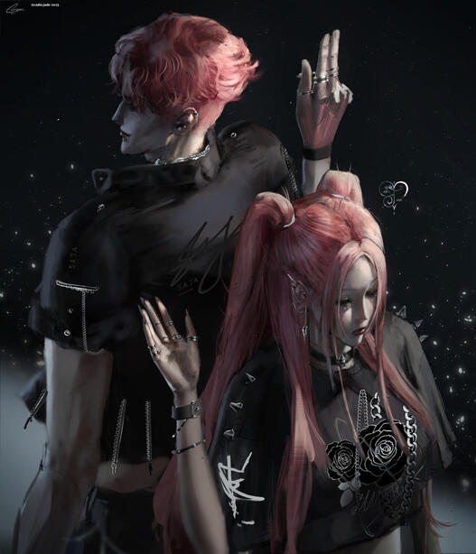 Halfbody + 1 Character + Textured BG
